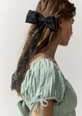 Urban Outfitters Exclusives Large Floral Lace Hair Bow Barrette in Black, Women's at Urban Outfitters