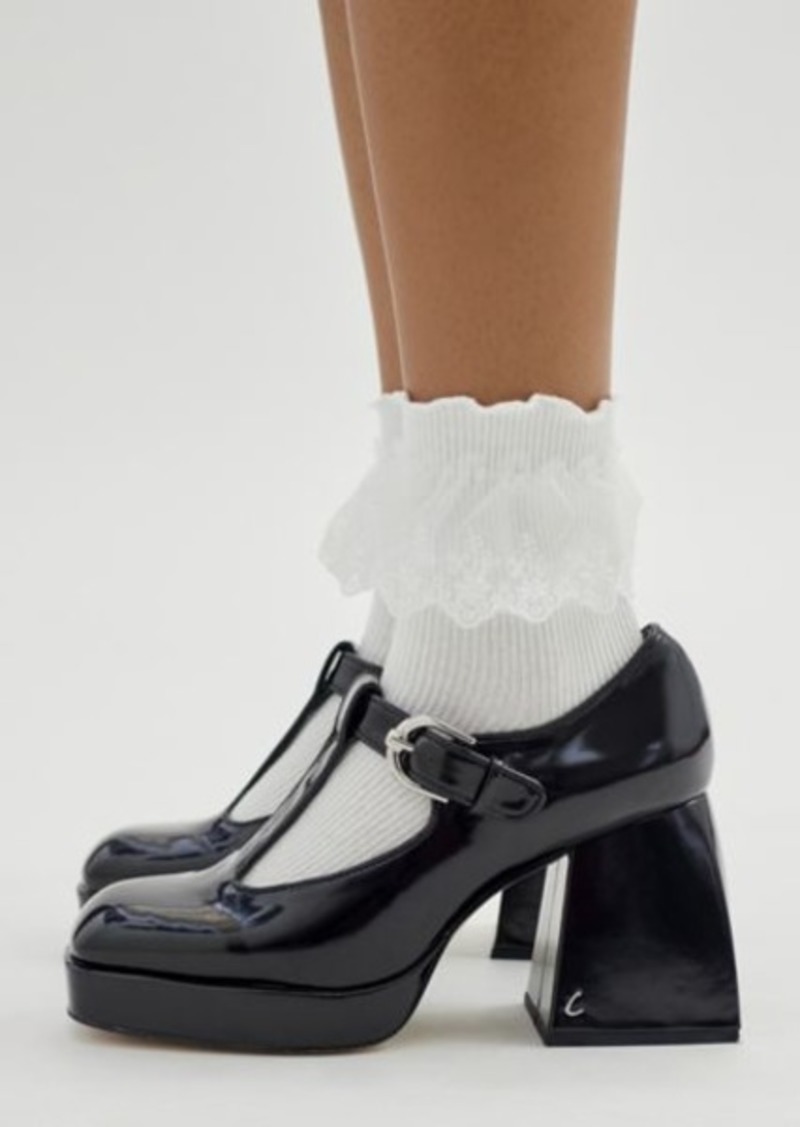 Urban Outfitters Exclusives Ruffle Ribbed Crew Sock in White, Women's at Urban Outfitters