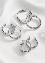 Urban Outfitters Exclusives Urban Outfitters Tessa Chunky Tube Hoop Earring Set in Silver at Urban Outfitters