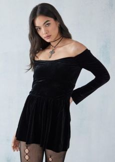Urban Outfitters Exclusives Urban Outfitters UO Rory Velvet Romper in Black, Women's at Urban Outfitters