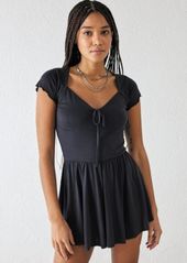 Urban Outfitters Exclusives Urban Outfitters UO Milly Cupro Romper in Black at Urban Outfitters