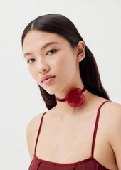 Urban Outfitters Exclusives Velvet Rosette Choker Necklace in Burgundy, Women's at Urban Outfitters