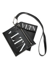 Valentino 2-Piece Logo Leather Lanyard Pouch Set