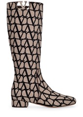 Valentino 30mm Vlogo Jacquard Tall Boots