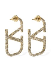 Valentino 4.5cm Crystal V Logo Earrings