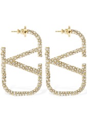 Valentino 4.5cm Crystal V Logo Earrings