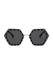 Valentino 62MM Embellished Hexagon Sunglasses