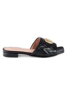 Valentino by Mario Valentino Africa Quilted Leather Slip On Sandals