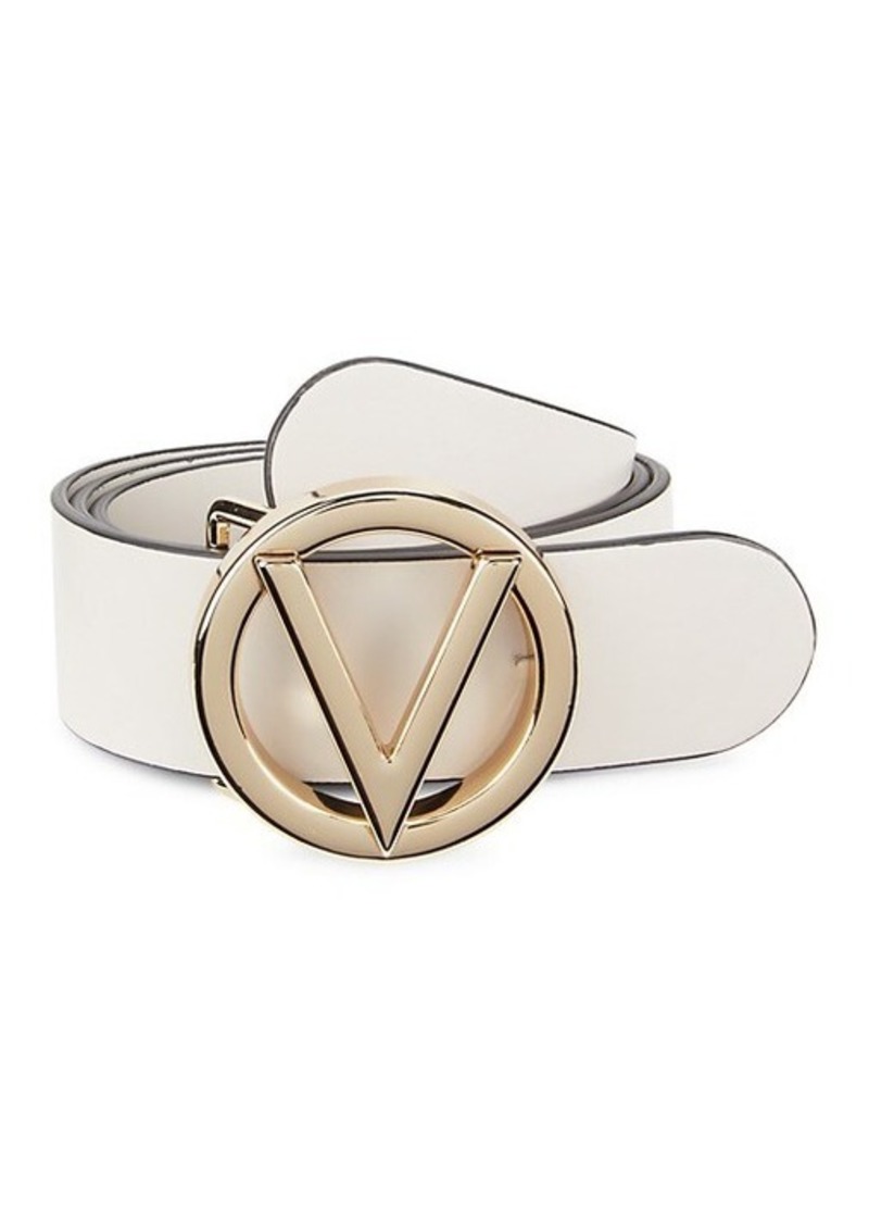 Valentino by Mario Valentino Bessy V-Logo Leather Belt on SALE