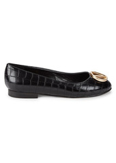 Valentino by Mario Valentino Embossed-Croc Faux Leather Ballet Flats