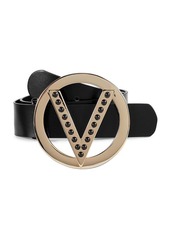 Valentino by Mario Valentino Giusy Embellished Logo Buckle Leather Belt