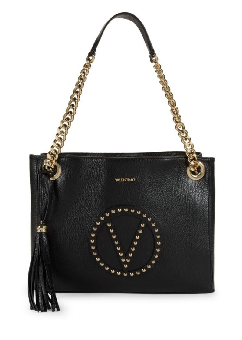 valentino by mario valentino studded leather shoulder bag