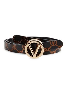 Valentino by Mario Valentino Monogram Logo Buckle Leather Belt