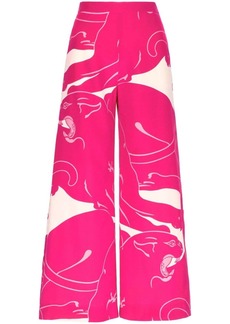Valentino Cady Panther silk trousers
