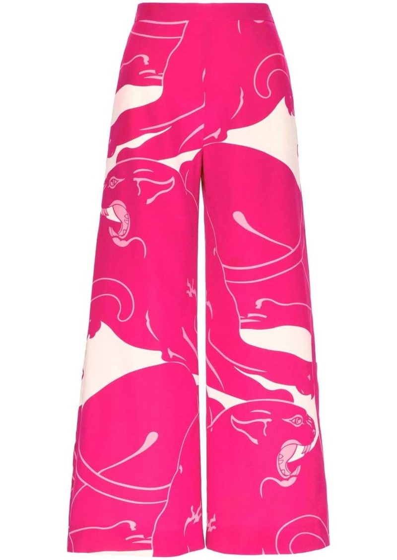 Valentino Cady Panther silk trousers