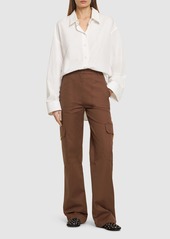 Valentino Canvas Straight High Waist Cargo Pants