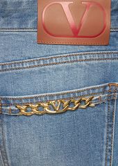 Valentino Chain Logo Flared Denim Jeans