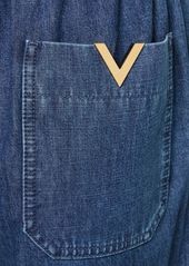 Valentino Chambray Denim High Waist Wide Jeans