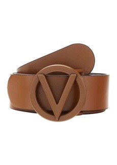 Valentino Circular Logo Buckle Leather Belt