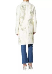 Valentino Compact Drap Coat With Floral Embroidery