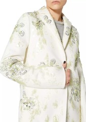 Valentino Compact Drap Coat With Floral Embroidery