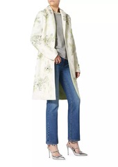 Valentino Compact Drap Coat With Floral Embroidery