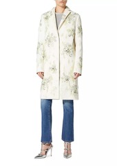 Valentino Compact Drap Coat With Floral Embroidery