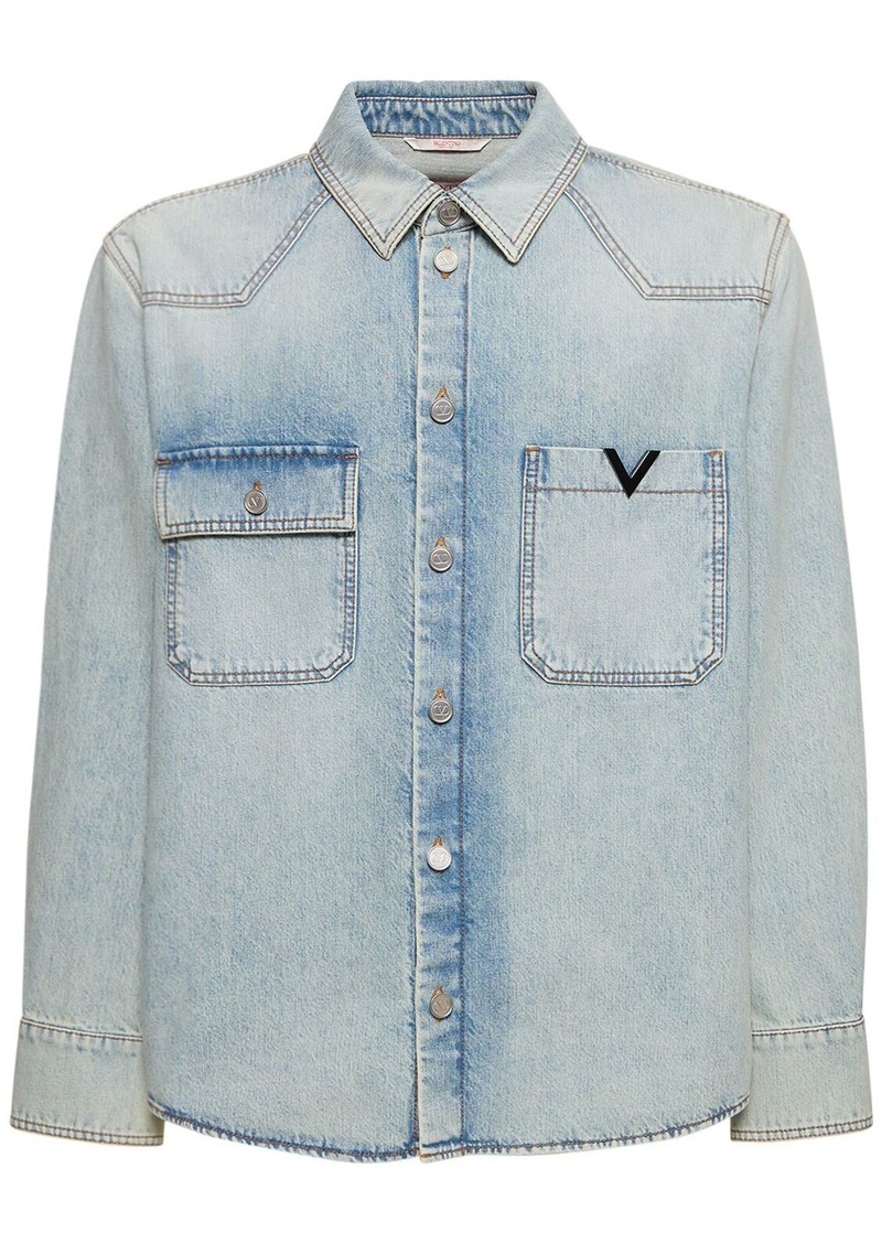 Valentino Cotton Denim Long Sleeve Shirt