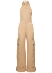 Valentino Cotton Drill Halter Cargo Jumpsuit