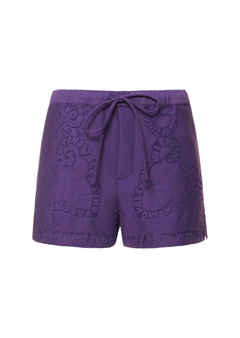 Valentino Cotton Guipure Lace Mini Shorts