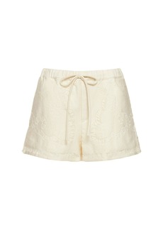Valentino Cotton Guipure Lace Mini Shorts