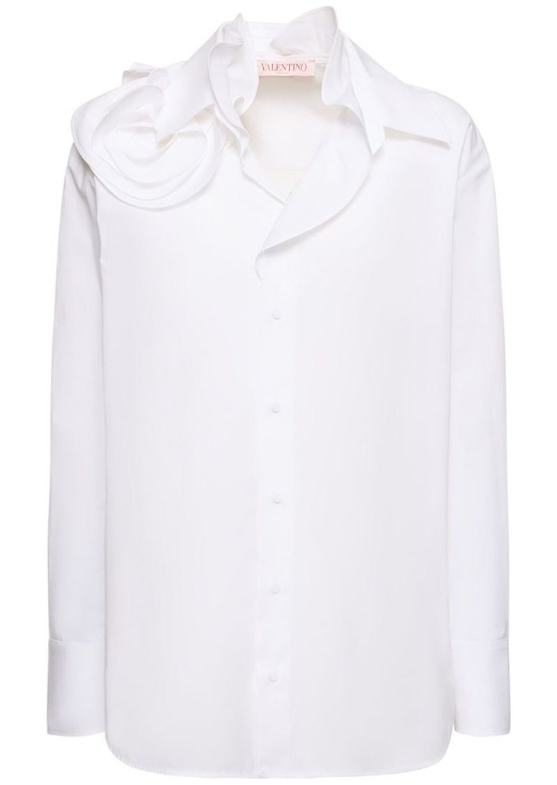 Valentino Cotton Poplin Rose Detail Shirt