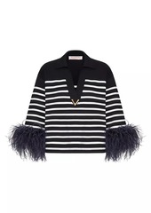 Valentino Cotton Sweater with Feathers