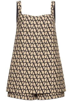 Valentino Couture Logo Jacquard Crepe Playsuit