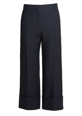 Valentino Crepe Couture Large Cuff Wool & Silk Trousers