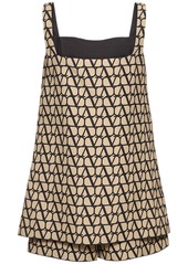 Valentino Couture Logo Jacquard Crepe Playsuit