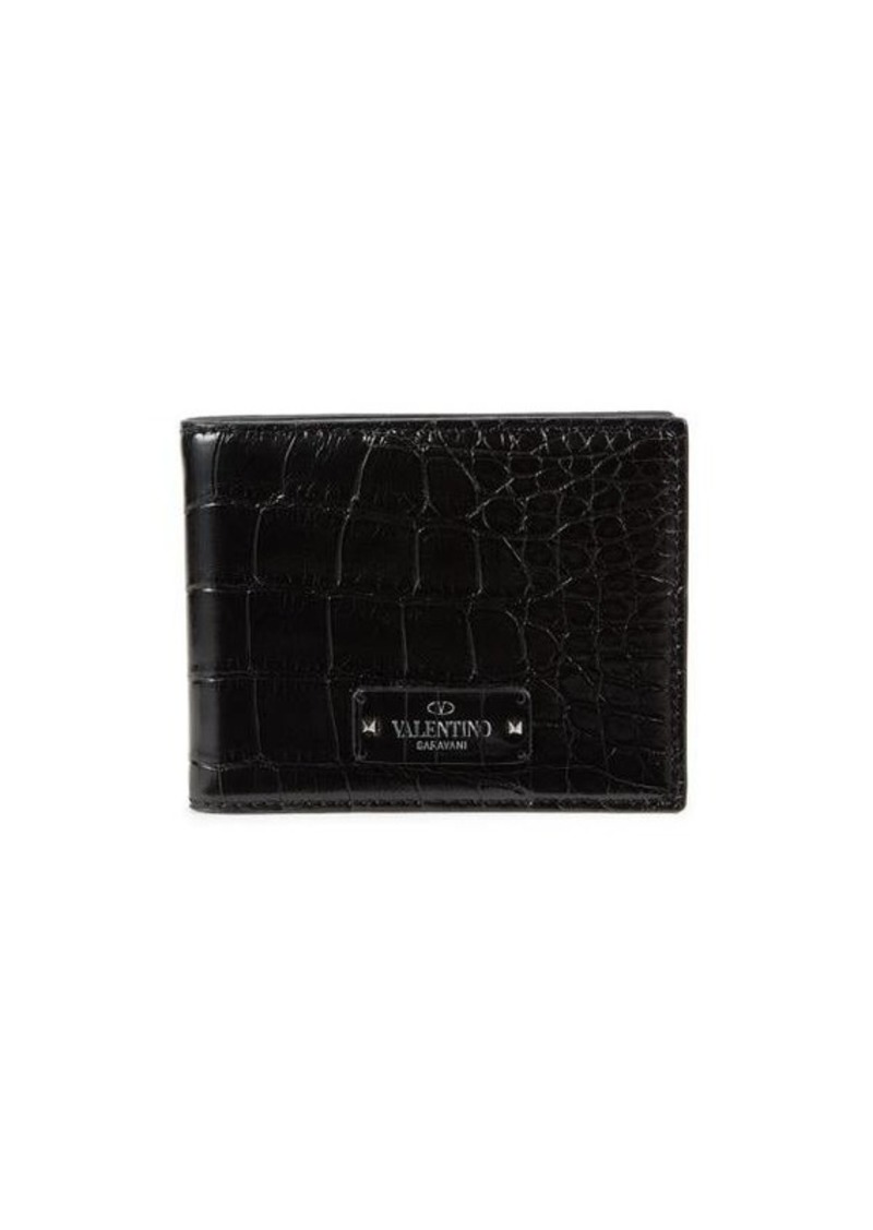 Valentino Croc Embossed Leather Bifold Wallet