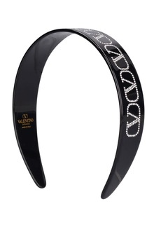 Valentino Crystal V Logo All Over Resin Headband