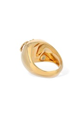 Valentino Crystal V Logo Light Thick Ring