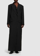 Valentino Double Breast Wool Coat W/feathers