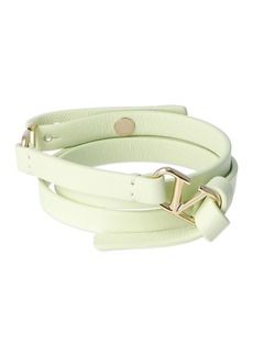 Valentino Double Wrap V Logo Leather Bracelet