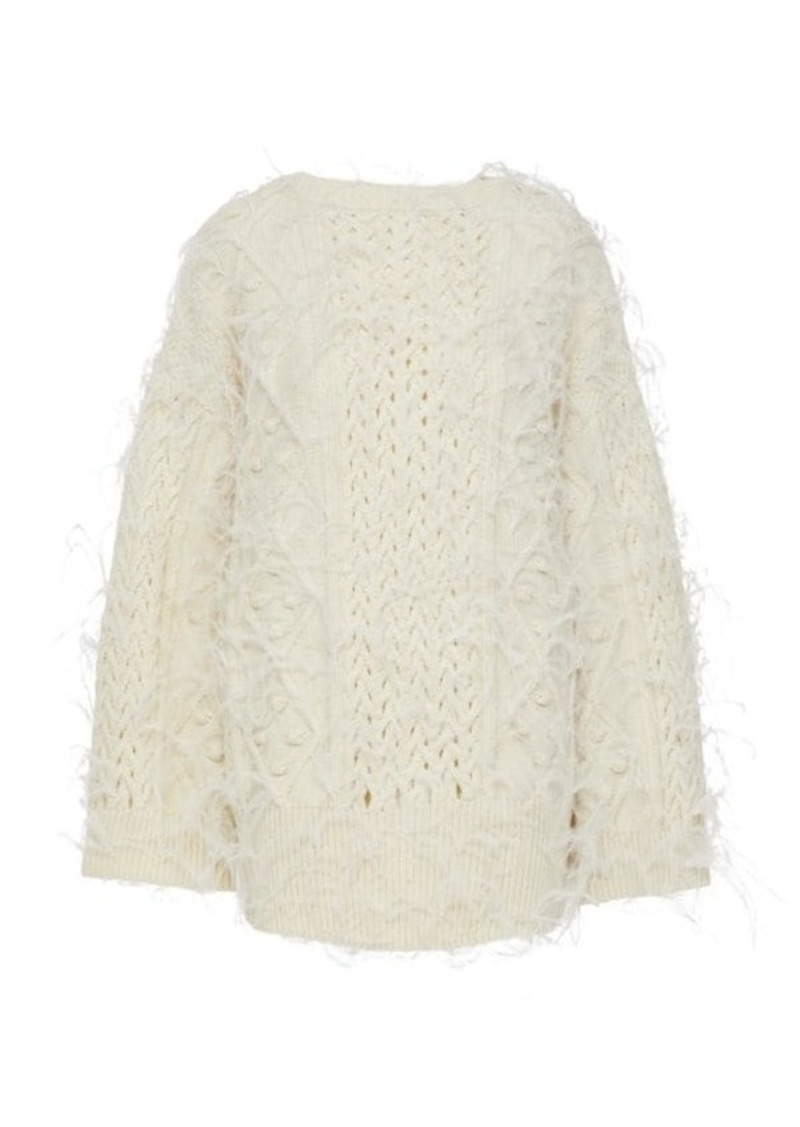 Valentino Dyed Ostrich-Embellished Sweater