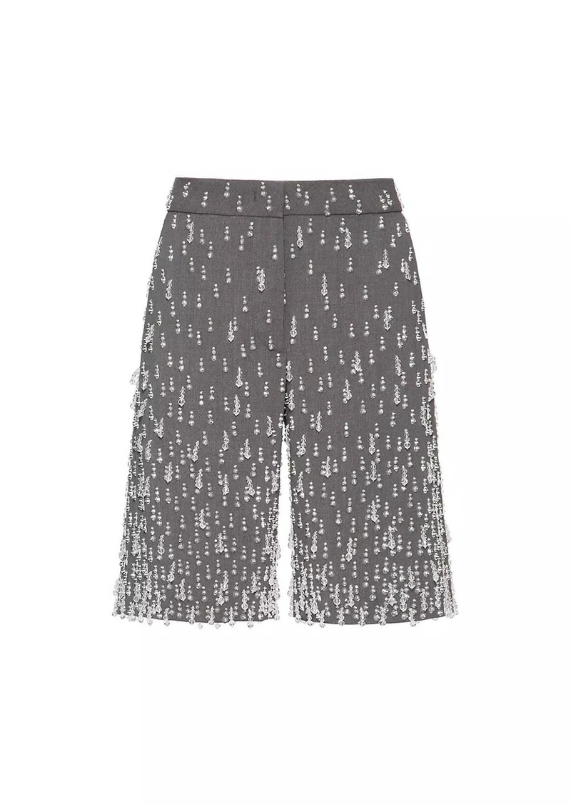 Valentino Embroidered Active Gabardine Bermuda Shorts