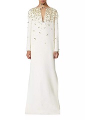 Valentino Embroidered Crepe Couture Evening Dress