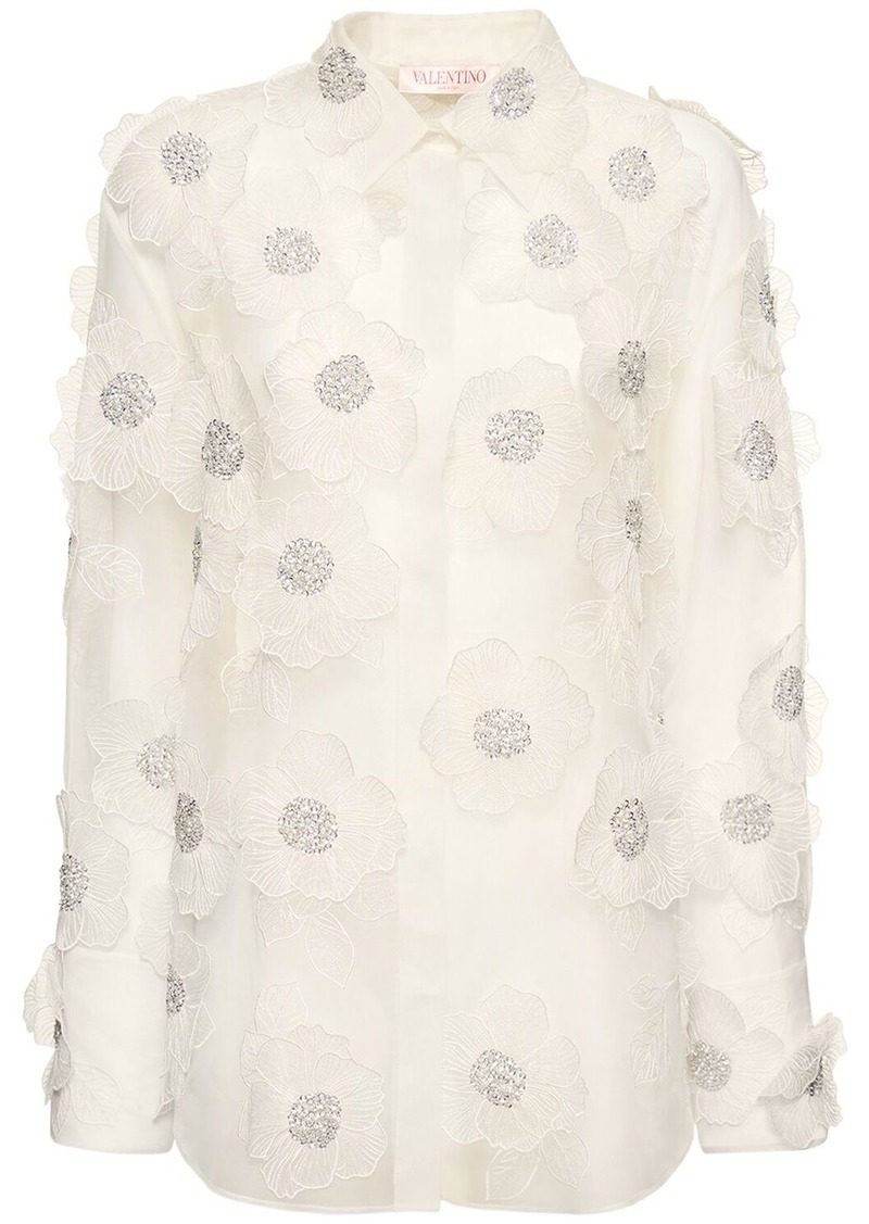 Valentino Embroidered Organza Shirt