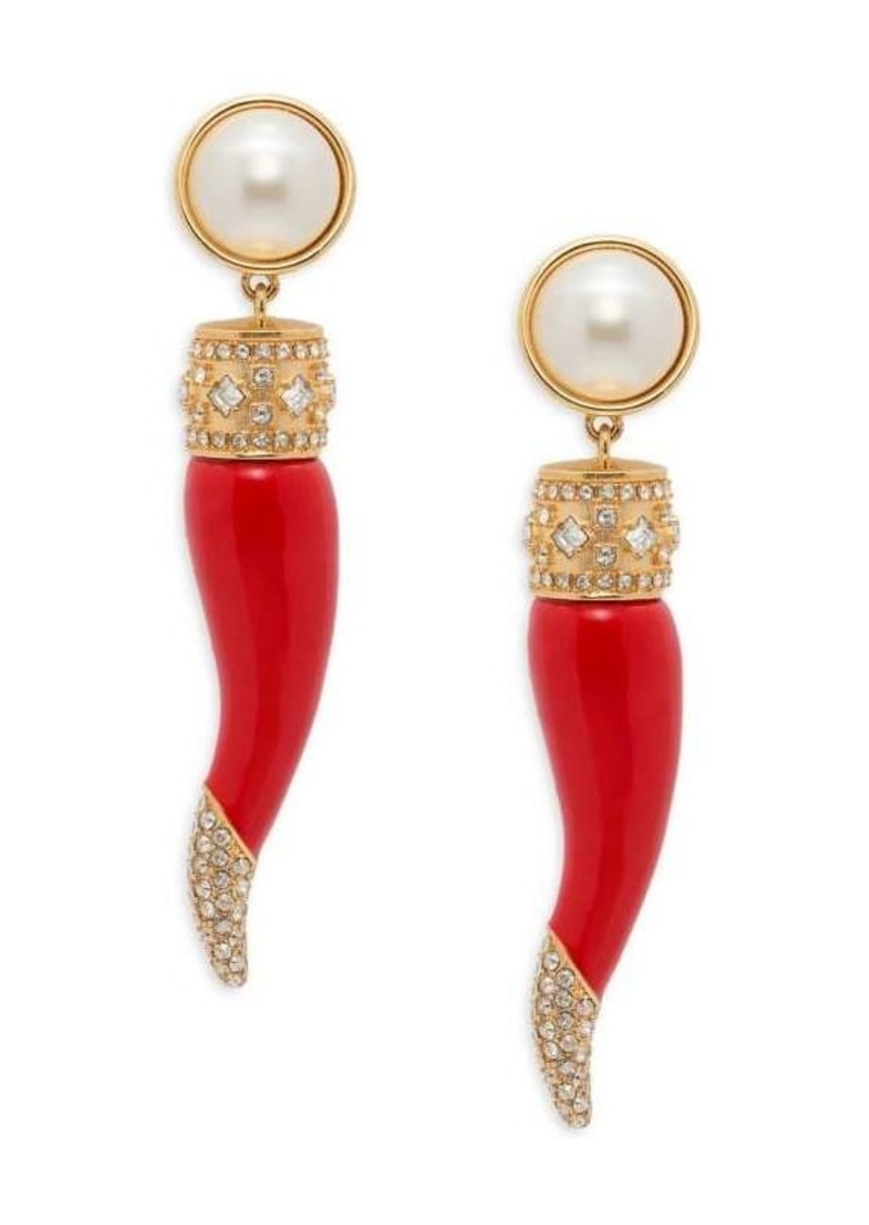 Valentino Faux Pearl & Enamel Pepper Earrings