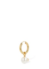 Valentino Faux Pearl & V Logo Mono Hoop Earring