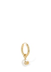 Valentino Faux Pearl & V Logo Hoop Mono Earring