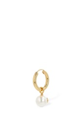 Valentino Faux Pearl & V Logo Hoop Mono Earring
