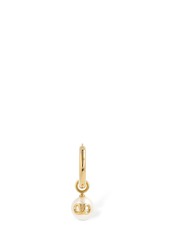 Valentino Faux Pearl & V Logo Mono Hoop Earring